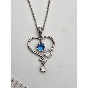 Sterling Silver Stethoscope Stylized Pendant Necklace 20" Sterling Silver Chain